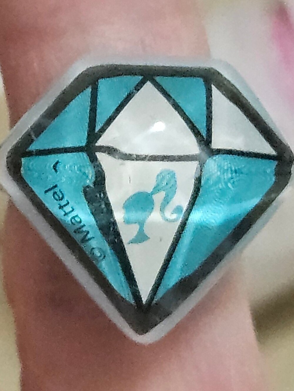 VINTAGE child-sized Barbie Mattel diamond-shaped plastic ring Barbie Silhouette